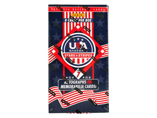 Box of 2025 Panini USA Stars & Stripes Baseball Hobby Box with national team memorabilia cards