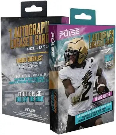 Two boxes of Pulse Football Encased Autograph Box with football encased autograph cards