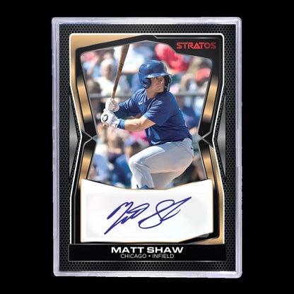 Autographed Matt Shaw baseball card from 2025 Pulse Stratos Baseball Hobby Box