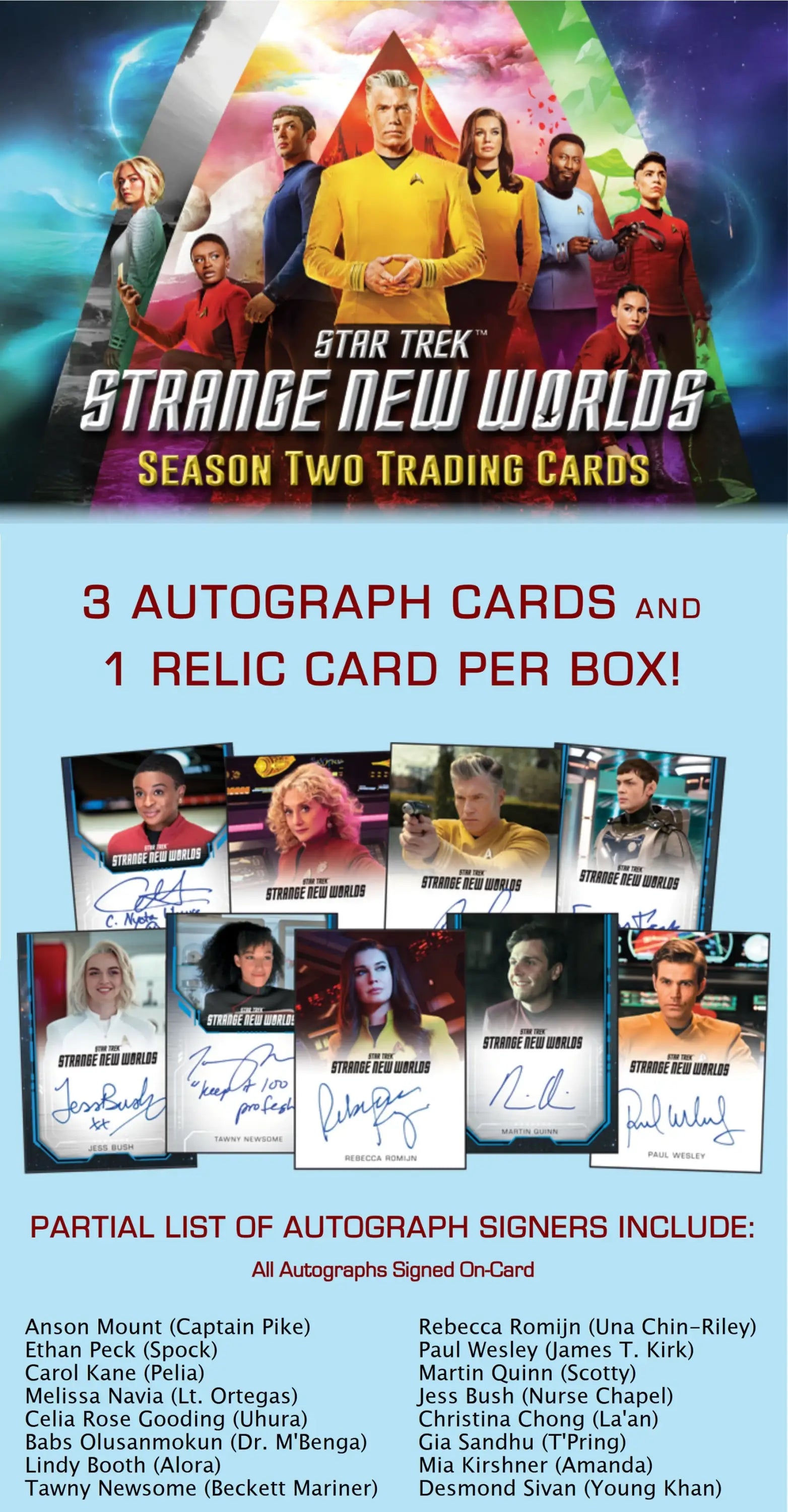 Star Trek Strange New Worlds Season Two trading cards from 2025 Rittenhouse Hobby Box