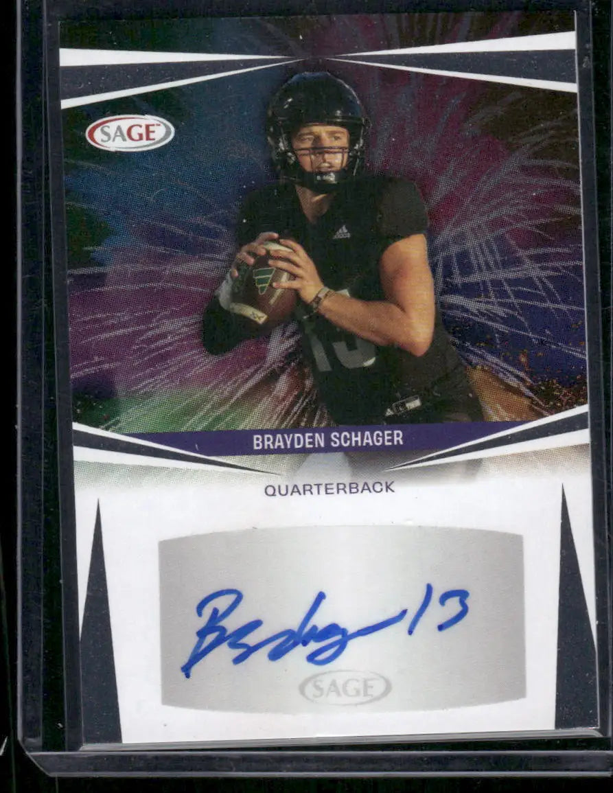 Sage Brayden Schager football trading card with autograph from 2025 SAGE Brayden Schager #A-BS4