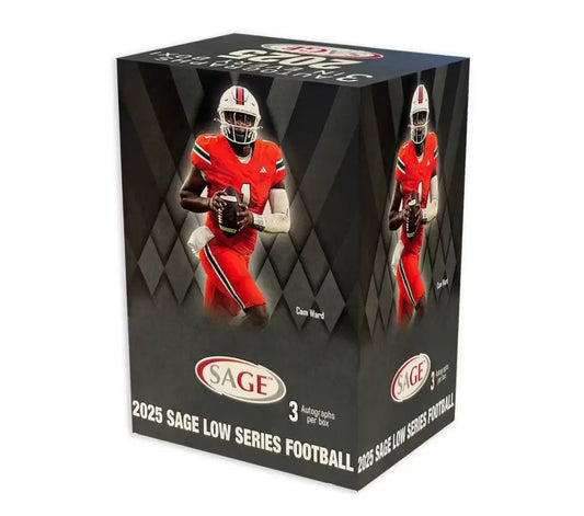 Football card box featuring 2025 Sage Football Low Series Blaster Box for series football collectors