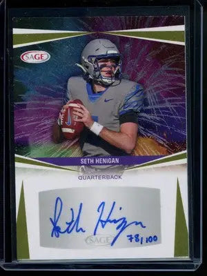 Autographed Sage Seth Henigan football card from 2025 SAGE Seth Henigan #A-SH series