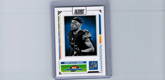 Football trading card of Amon-Ra St. Brown from 2025 Score The Franchise series