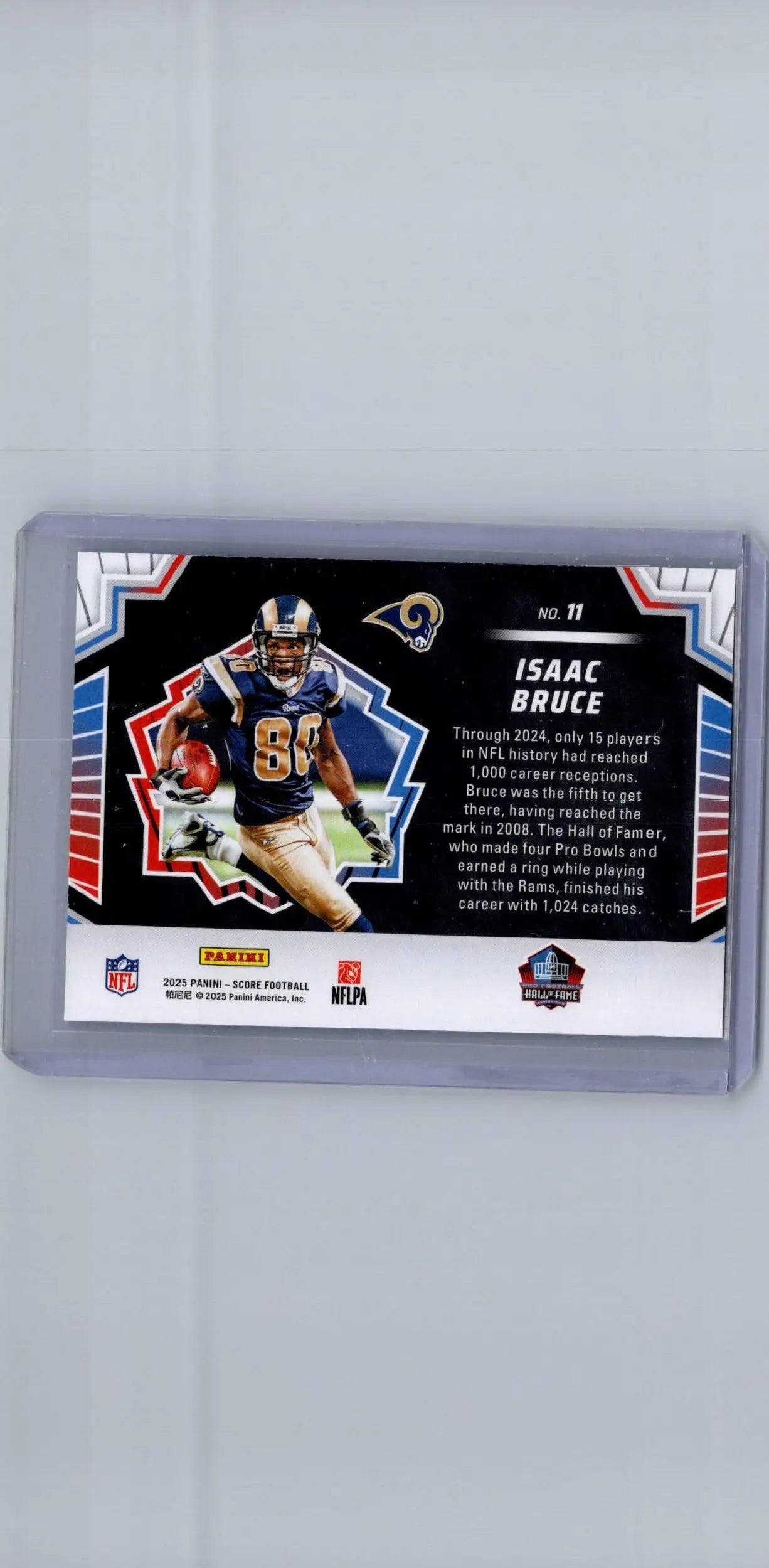 Isaac Bruce football card from 2025 Score Men of Canton collection featuring Bruce Men