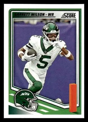 Garrett Wilson football card from 2025 Score #128 featuring New York Jets player