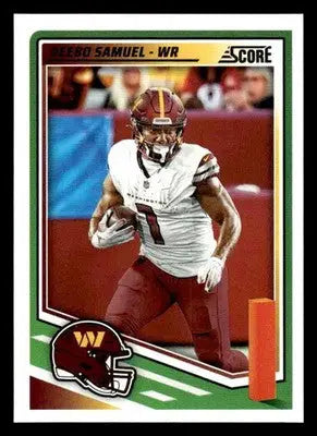 Football card of Deebo Samuel from 2025 Score series, Washington Commanders collectible