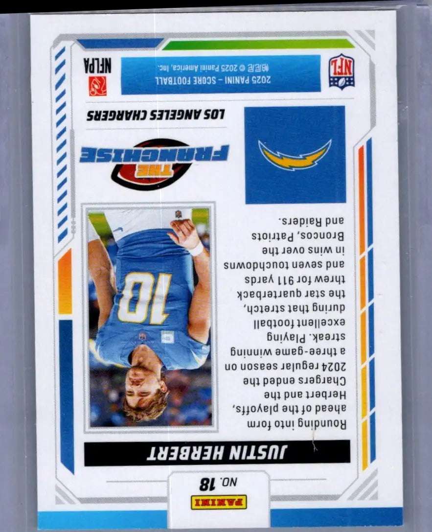 Justin Herbert football card from 2025 Score The Franchise product collection