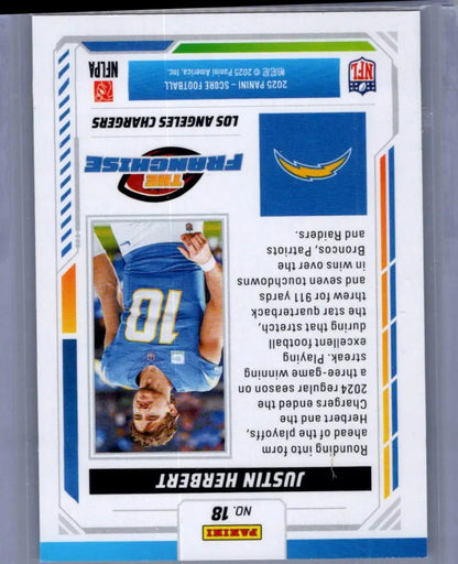Justin Herbert football card from 2025 Score The Franchise product collection