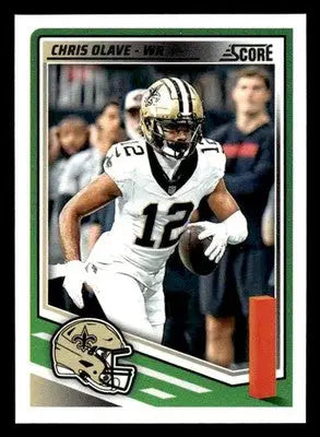 2025 Score Chris Olave football card featuring Orleans Saints player on display