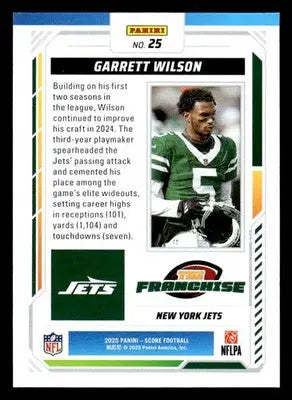 Garrett Wilson football card from 2025 Score The Franchise for York Jets fans