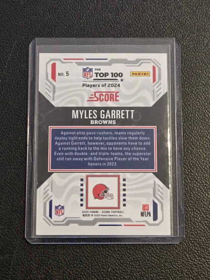 Myles Garrett NFL Top 100 Players 2024 trading card from 2025 Score series
