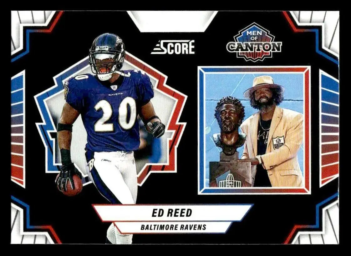Baltimore Ravens Ed Reed football card from 2025 Score Men of Canton series