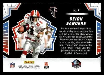 Deion Sanders football card from 2025 Score Men of Canton featuring Atlanta Falcons star