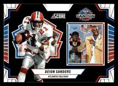 Deion Sanders Atlanta Falcons football card from 2025 Score Men of Canton series
