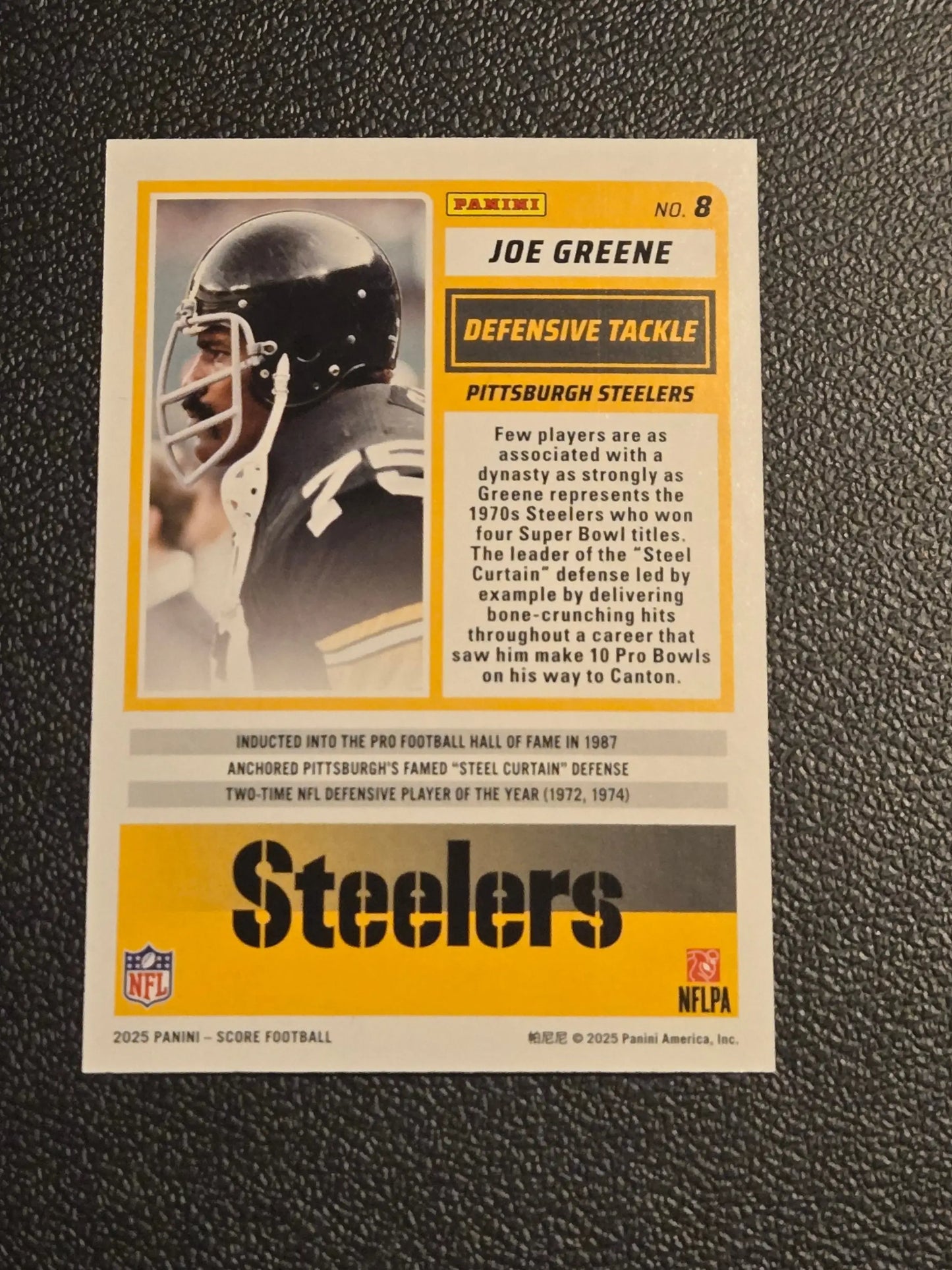 Joe Greene Pittsburgh Steelers football card 2025 Score Joe Greene Red collectible