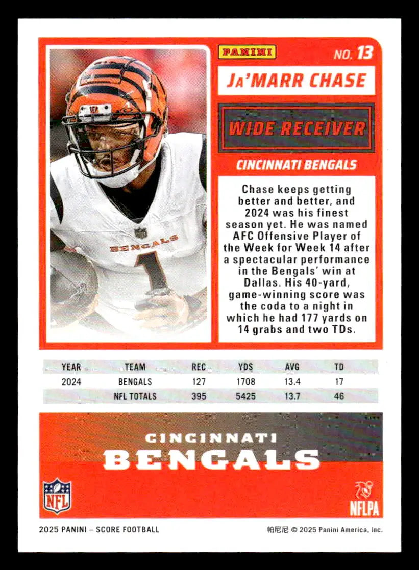 2025 Score-A-Treat Ja’Marr Chase Cincinnati Bengals football trading card