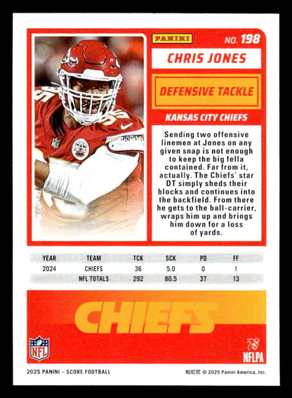 2024 Chris Jones Kansas City Chiefs football card with stats from 2024 and NFL totals