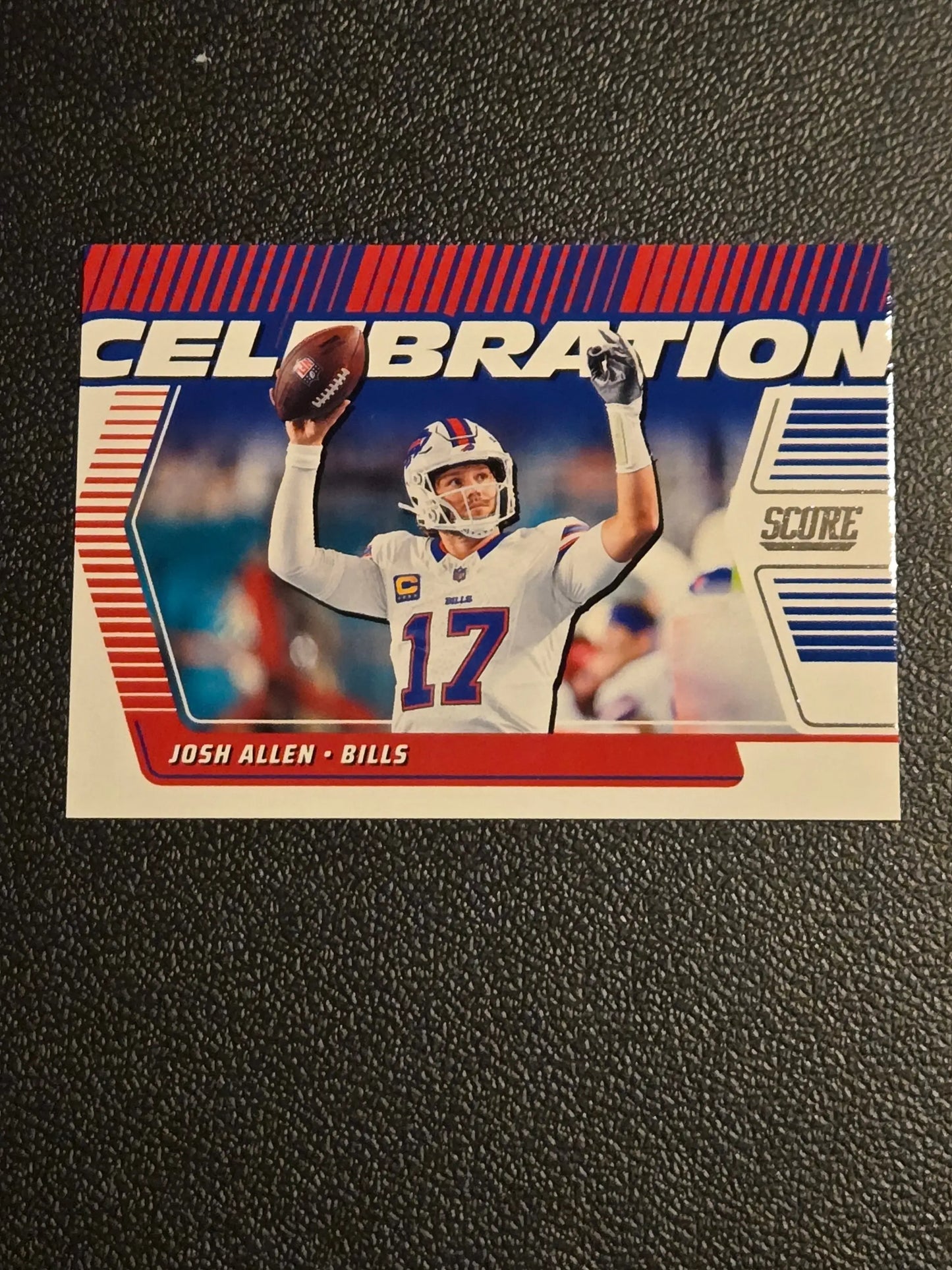 2025 Score Josh Allen Celebration football card showcasing Buffalo Bills josh allen celebration