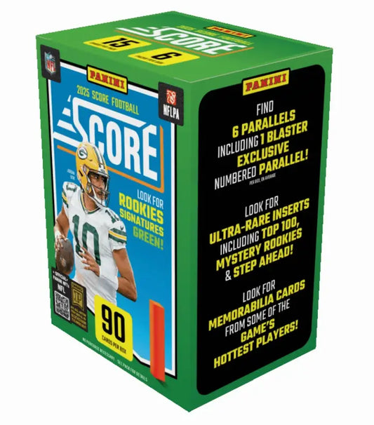 2023 Panini Score Football Blaster Box displayed in 2025 Score NFL Football product