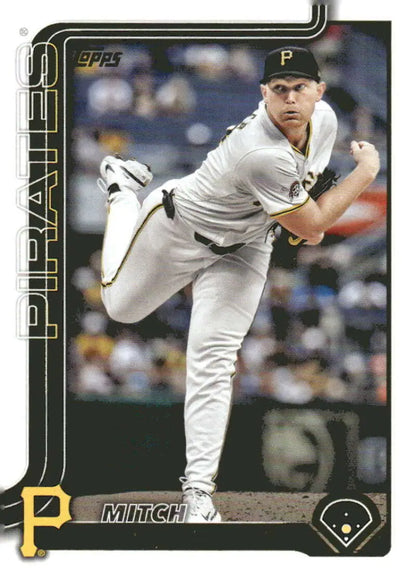Baseball card featuring Mitch Keller of the Pittsburgh Pirates from 2025 Topps series