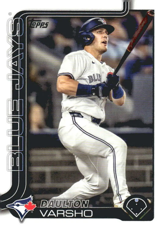 2025 Topps Daulton Varsho baseball card featuring Toronto Blue Jays player in NM-MT condition