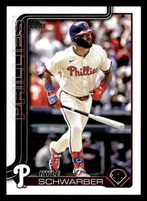 2025 Topps Kyle Schwarber baseball card featuring Kyle Schwarber playing baseball