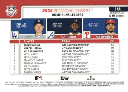2024 National League home run leaders baseball card featuring Kyle Schwarber Marcell Ozuna Shohei Ohtani
