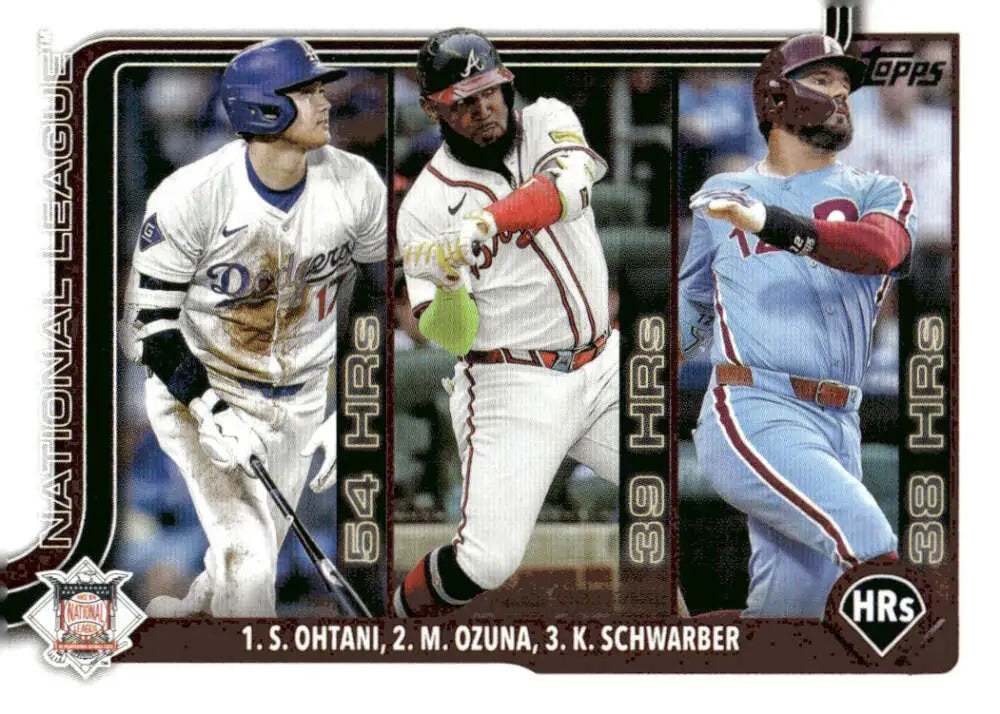 Baseball card featuring Kyle Schwarber Marcell, Marcell Ozuna Shohei Ohtani players