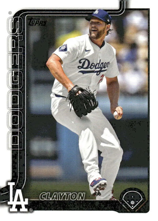 2025 Topps Clayton Kershaw Los Angeles Dodgers baseball card displaying Claytons Kershaw