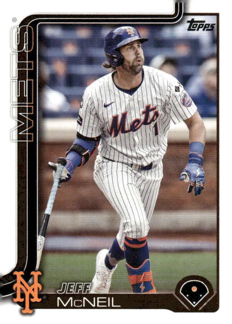 2025 Topps Jeff McNeil NY Mets baseball card NM-MT collectible featuring Jeff McNeil