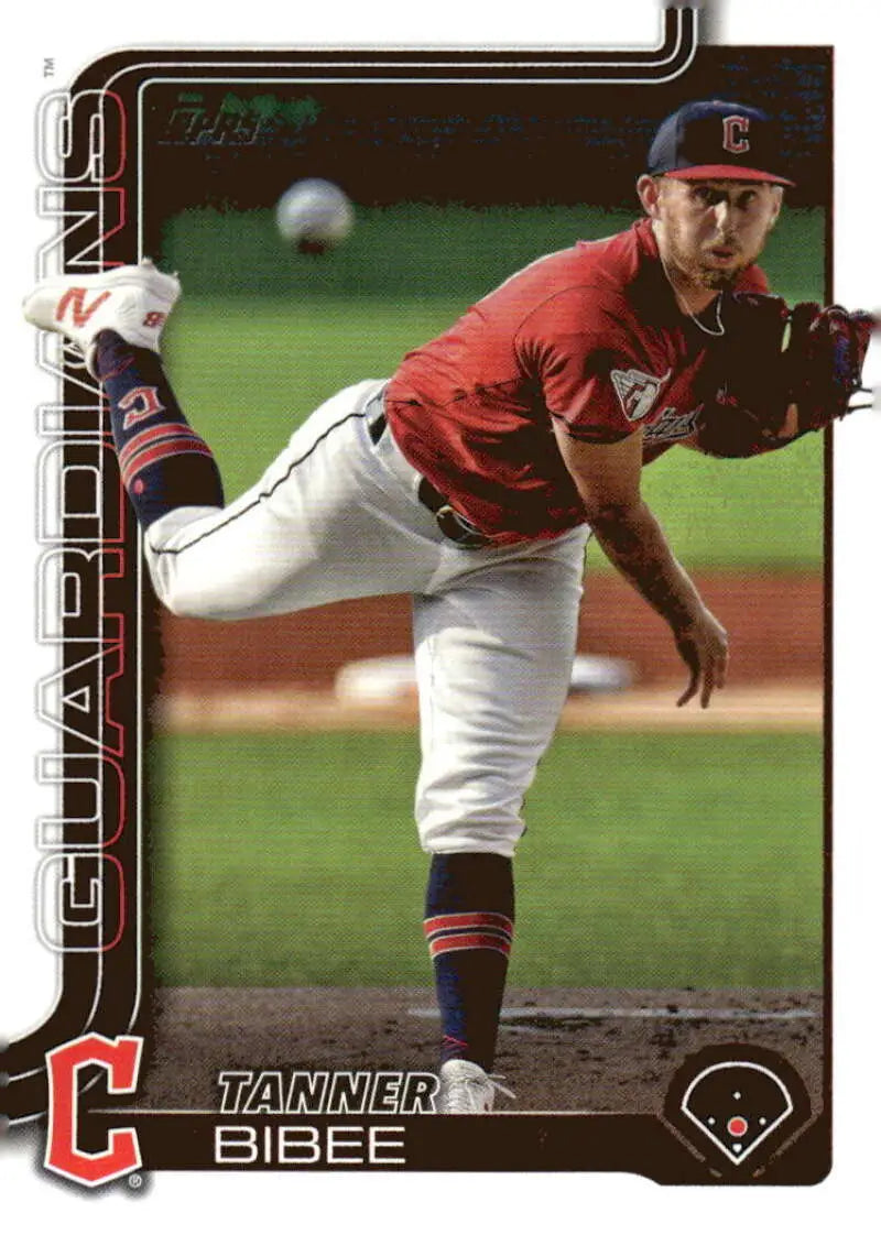2025 Topps Cleveland Guardians Baseball Card featuring pitcher Tanner Bibee NM-MT