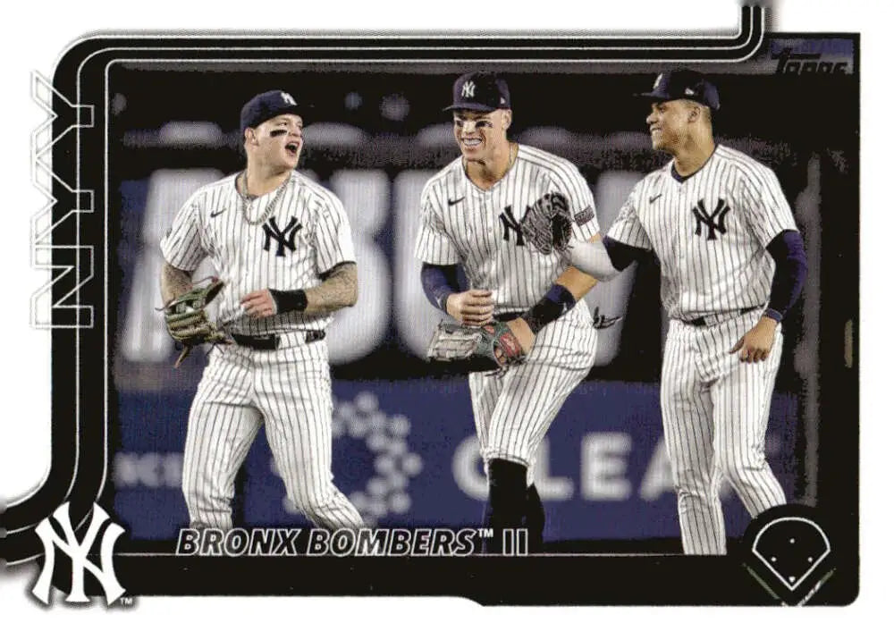 Baseball card featuring Aaron Judge and two New York Yankees players