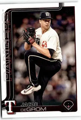 2025 Topps Jacob deGrom baseball card featuring Jacob deGrom during a game