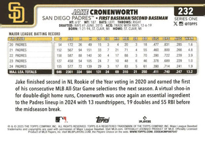 2025 Topps Jake Cronenworth San Diego Padres baseball card with NM-MT condition