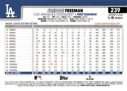 Freddie Freeman Los Angeles Dodgers baseball card from 2025 Topps #239 NM-MT