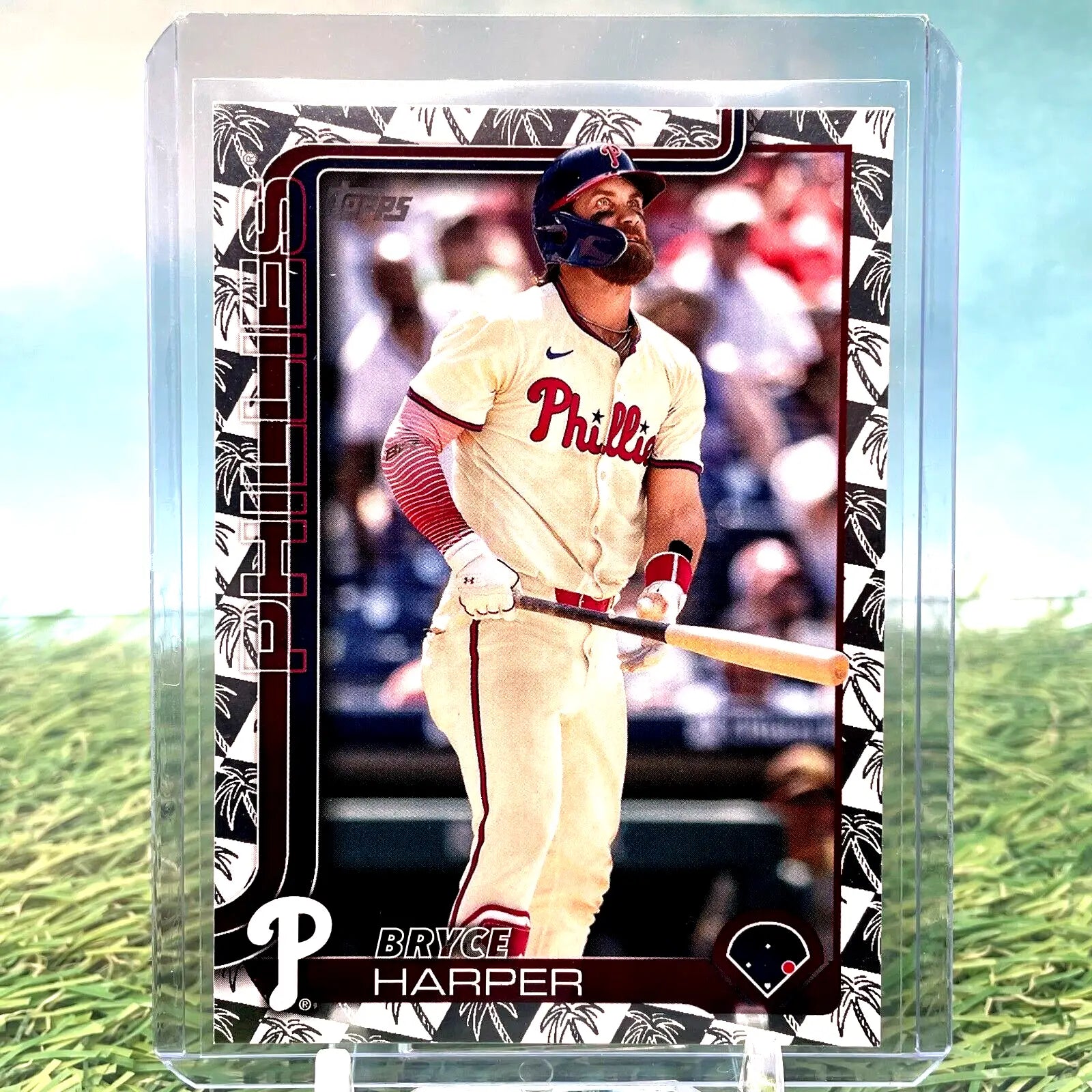 Bryce Harper baseball card featuring 2025 Topps Spring Training Foil, Philadelphia Phillies