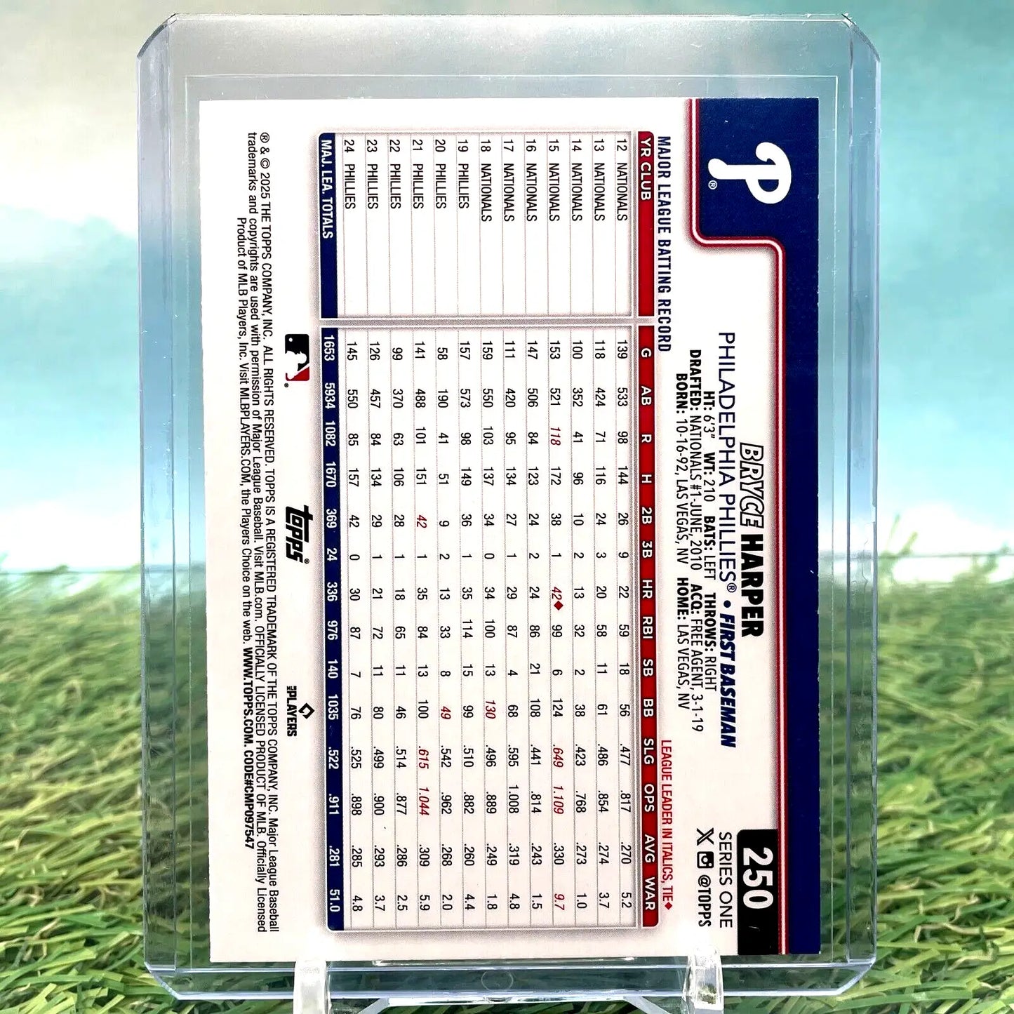 2025 Topps #250 Bryce Harper Spring Training Foil card featuring Philadelphia Phillies