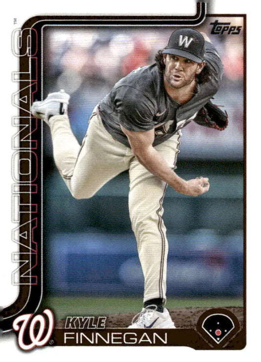 Baseball card featuring Kyle Finnegan of the Washington Nationals from 2025 Topps series