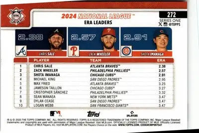 Baseball card of 2024 National League ERA leaders from 2025 Topps set