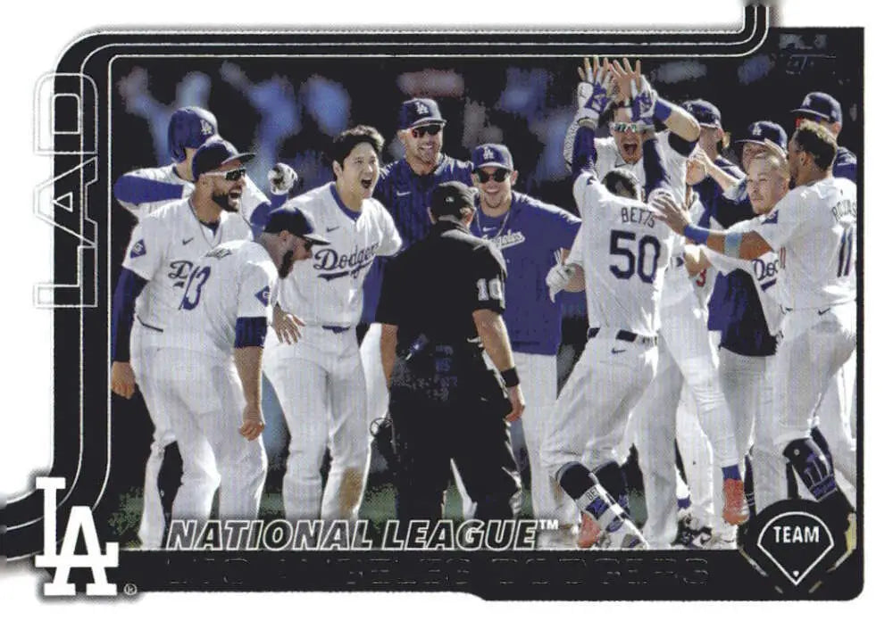 Los Angeles Dodgers baseball card from 2025 Topps #302 featuring Los Angeles Dodgers team
