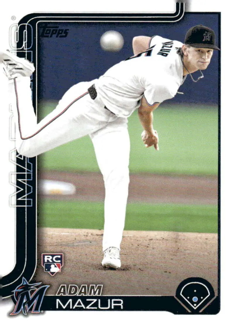 Adam Mazur Miami Marlins baseball card from 2025 Topps #309 Rookie NM-MT