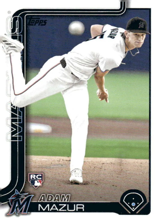 Adam Mazur Miami Marlins baseball card from 2025 Topps #309 Rookie NM-MT