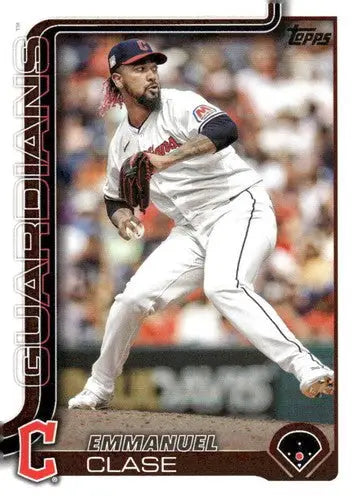 Original gloss baseball trading card of Emmanuel Clase from 2025 Topps #326 Guardians