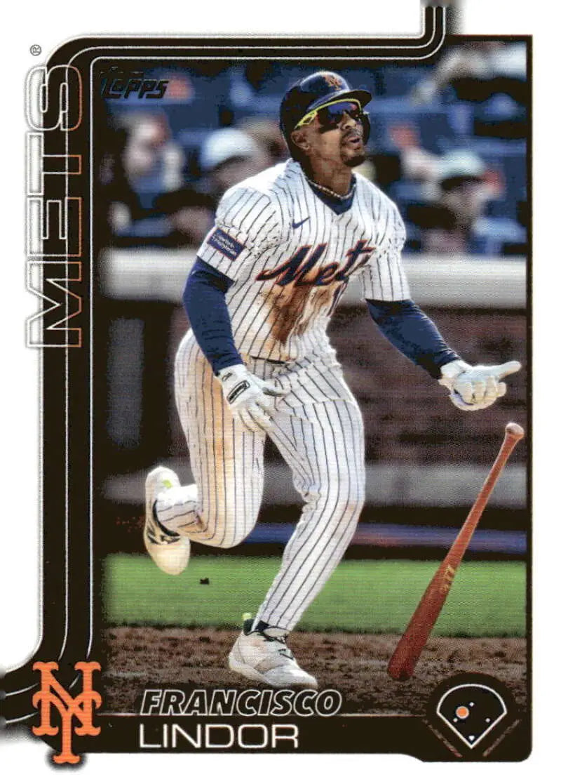2025 Topps Francisco Lindor baseball card featuring New York Mets star athlete