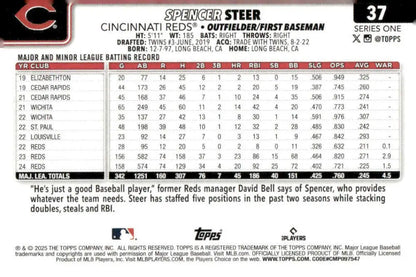 2025 Topps Spencer Steer Cincinnati Reds baseball card NM-MT clean collectible image