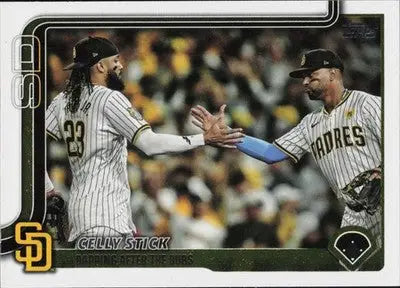 Baseball card featuring Xander Bogaerts and teammate, 2025 Topps combo card checklist