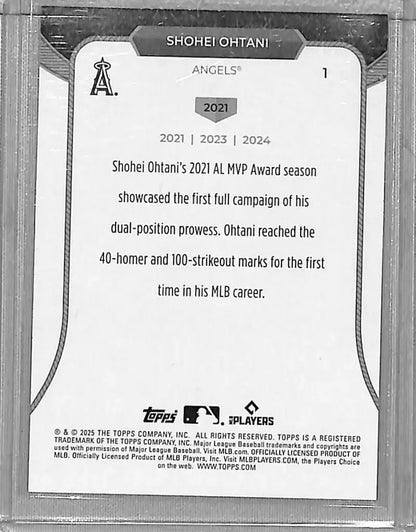 Shohei Ohtani baseball card from 2025 Topps 3x MVP, NM-MT Los Angeles Angels