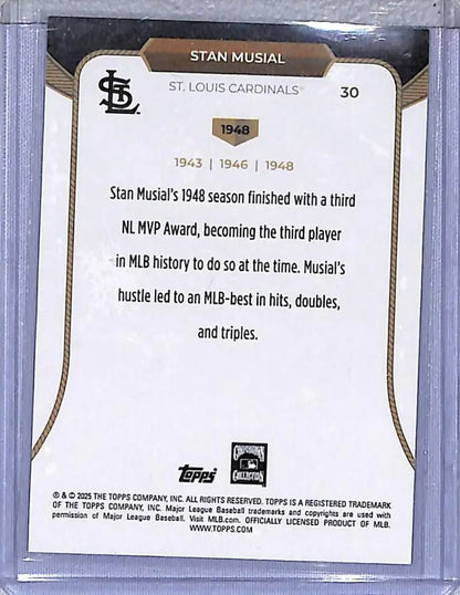 Stan Musial baseball card from 2025 Topps 3X MVP Hall of Fame series