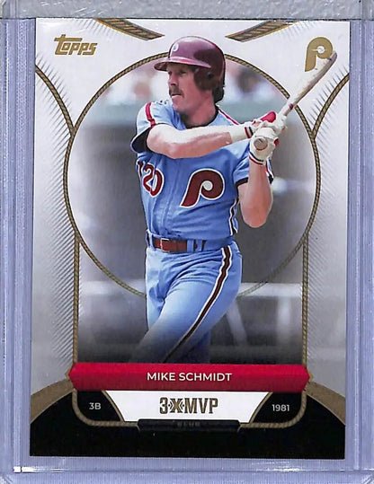 Mike Schmidt baseball card from 2025 Topps 3XMVP series, NM-MT condition